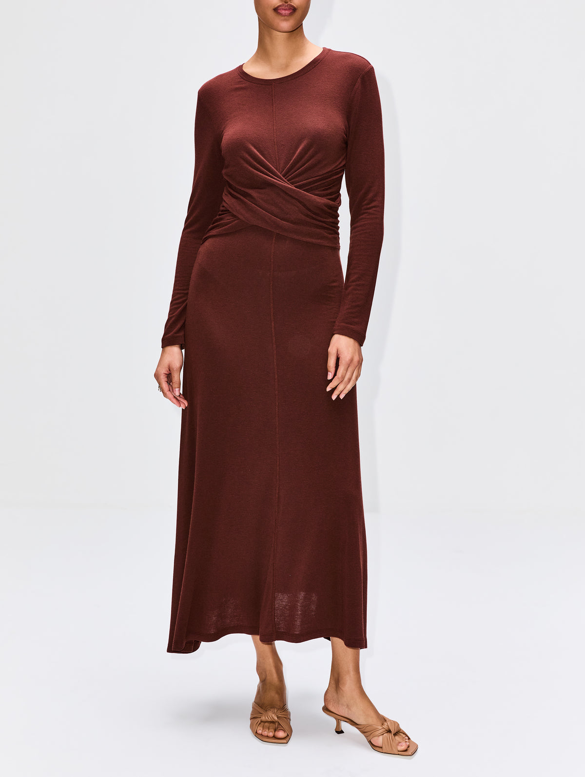 Twist Jersey Dress,LA LIGNE,COCOA,Image 2