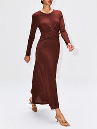 Twist Jersey Dress,LA LIGNE,COCOA,Image 3