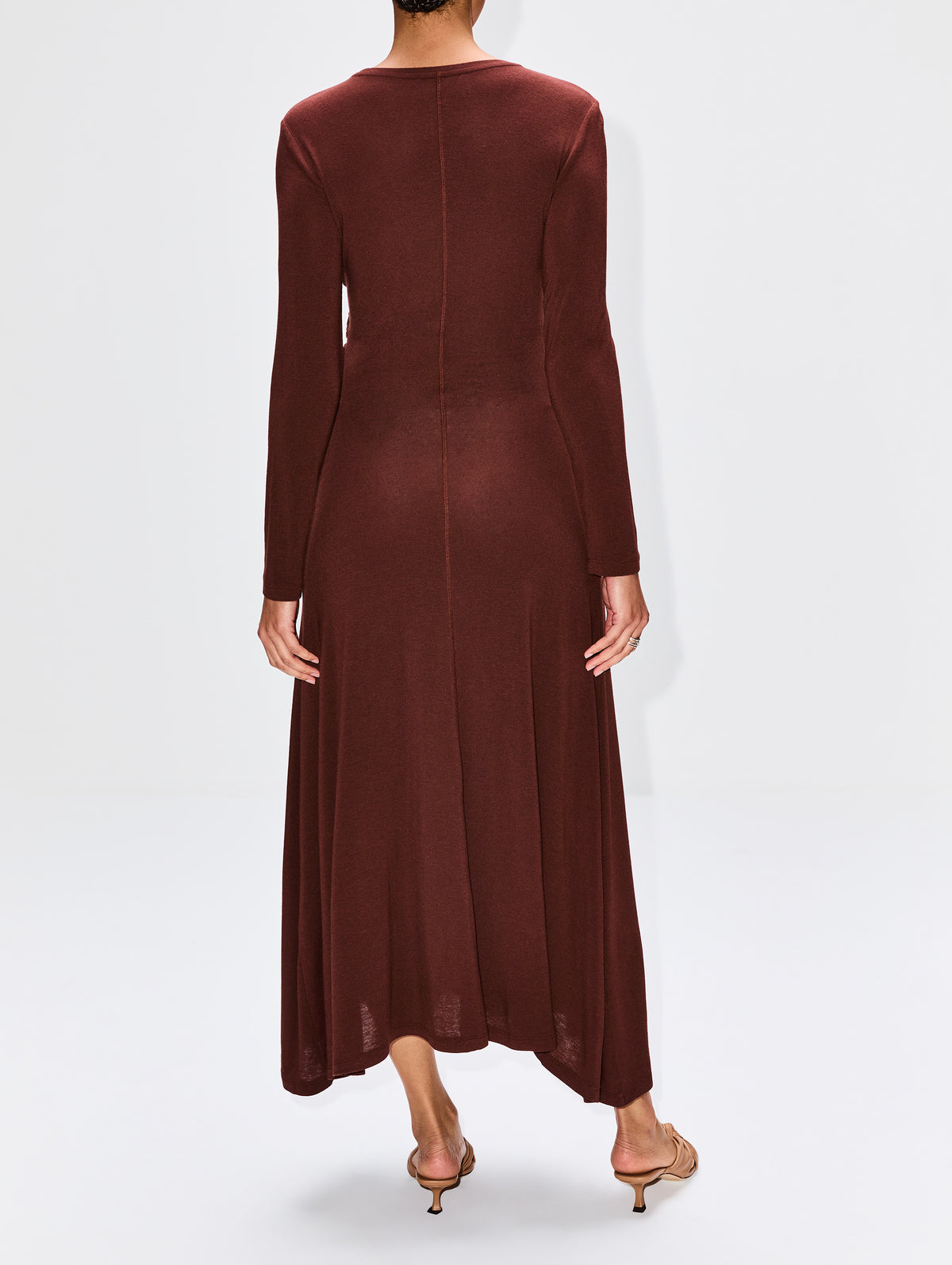 Twist Jersey Dress,LA LIGNE,COCOA,Image 4