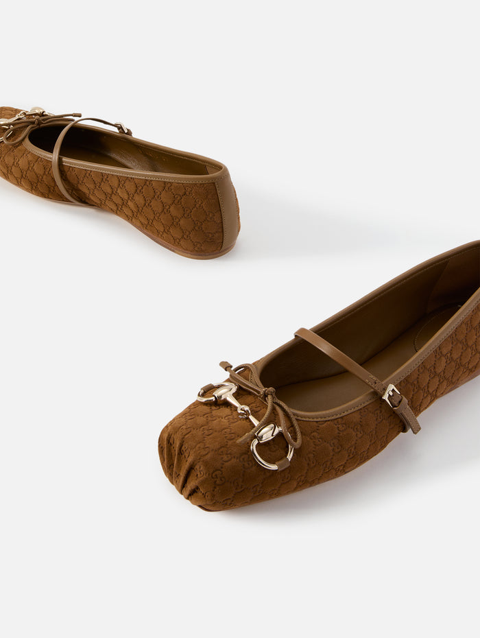 Horsebit Ballerina Flat,GUCCI,CUOIO,Image 1