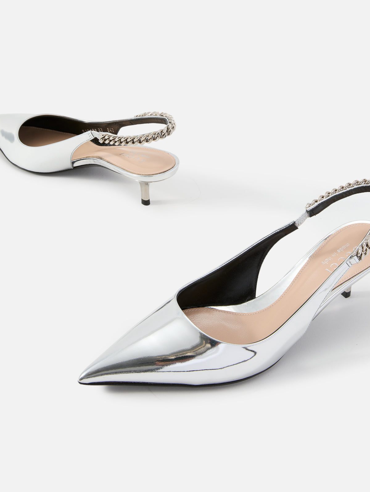 Signoria Slingback Pump 45mm,GUCCI,SILVER GLOW,Image 2