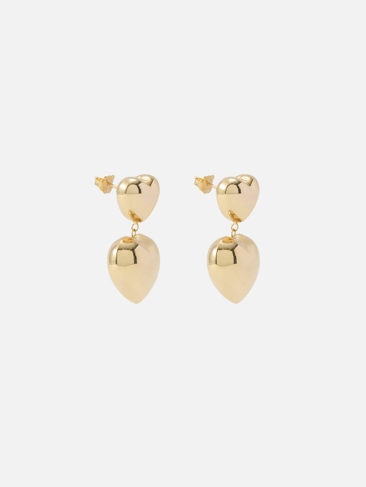 Domed Double Puff Heart Earrings,SHYLEE ROSE,YELLOW GOLD,Image 3