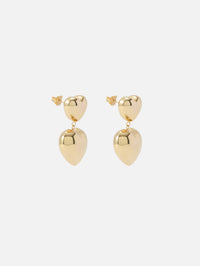 Domed Double Puff Heart Earrings,SHYLEE ROSE,YELLOW GOLD,Image 3