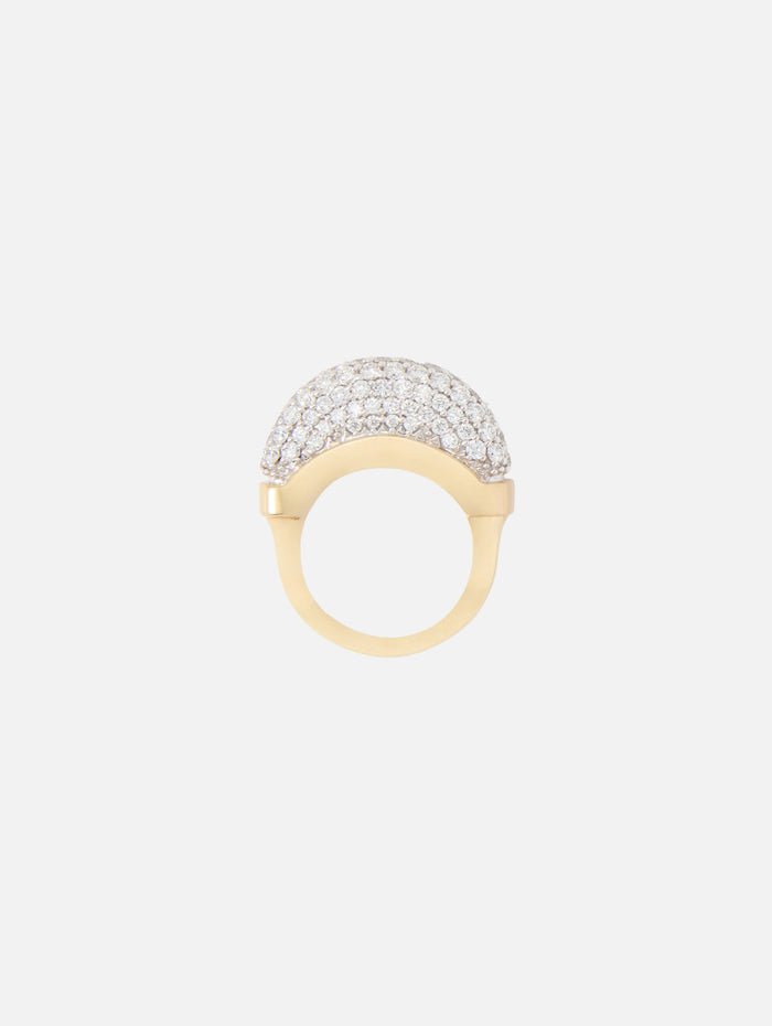 Diamond Pave Luna Mini Ring,WYLD BOX JEWELRY,YELLOW GOLD,Image 1