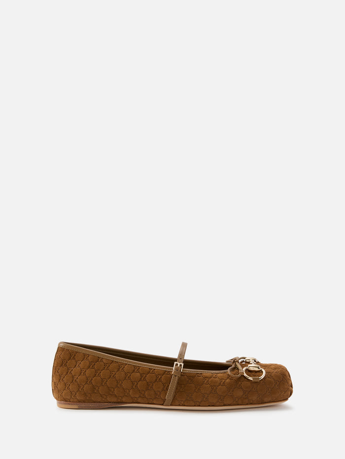 Horsebit Ballerina Flat,GUCCI,CUOIO,Image 1