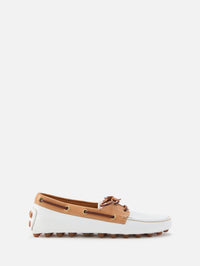 Gommino Macro Moccasin,TOD'S,WHITE/NATURAL/BROWN,Image 1