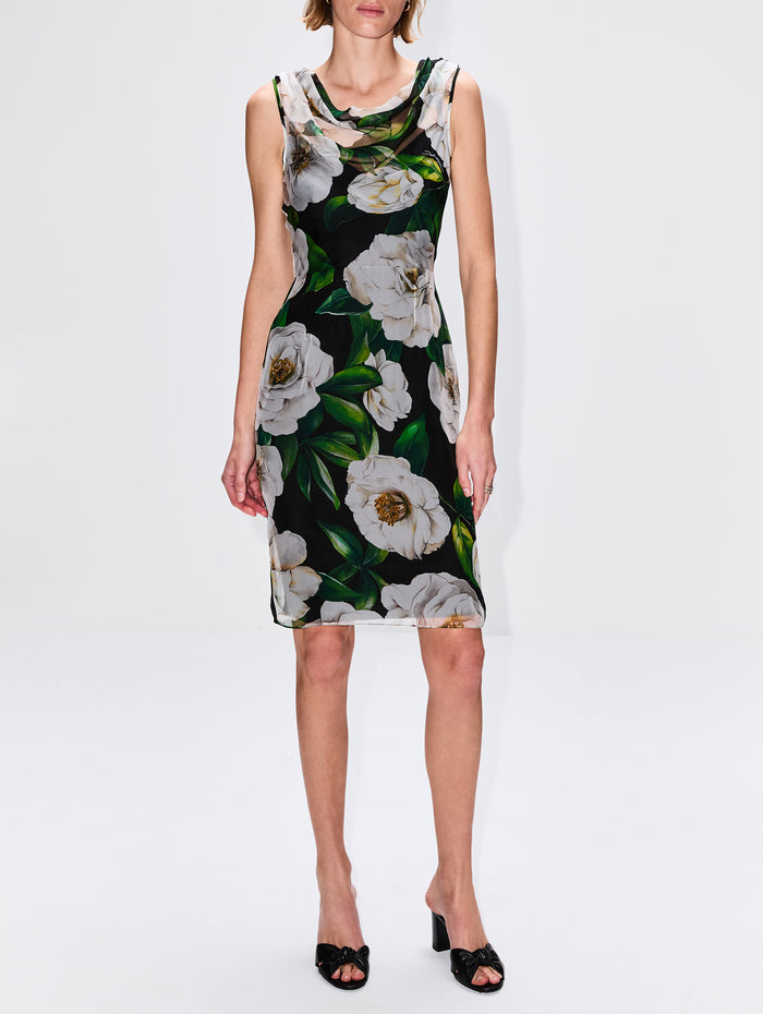 Draped Neck Dress,DOLCE & GABBANA,GARDENIA,Image 1