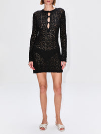 Evan Lace Stitch Dress,LOULOU DE SAISON,BLACK,Image 2