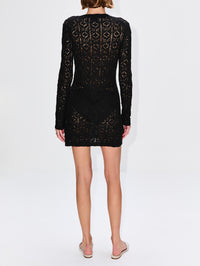 Evan Lace Stitch Dress,LOULOU DE SAISON,BLACK,Image 4