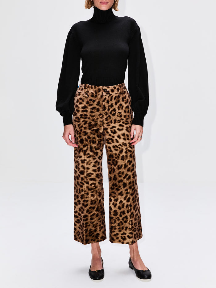 Leopard Trouser,CHLOÉ,WORN BROWN,Image 1
