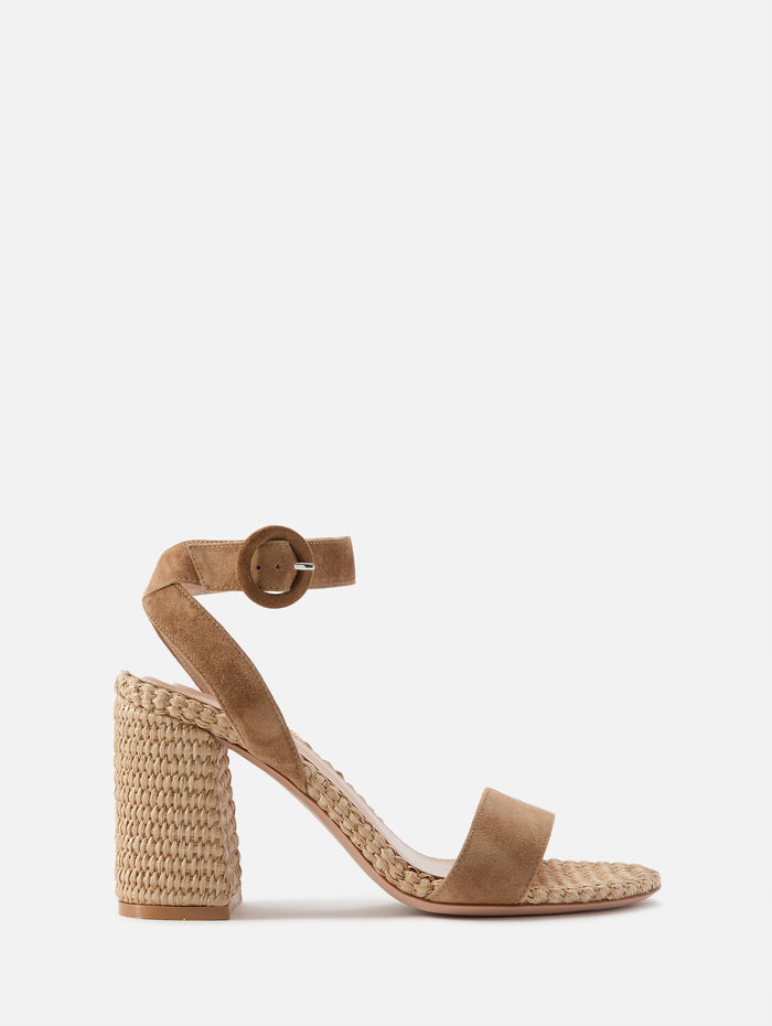 Chunky Heel Sandal,GIANVITO ROSSI,CAMEL/NATURAL,Image 1
