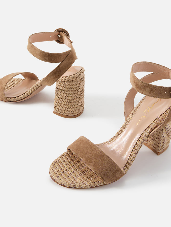 Chunky Heel Sandal,GIANVITO ROSSI,CAMEL/NATURAL,Image 1