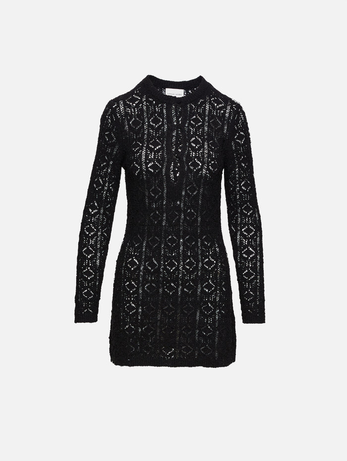 Evan Lace Stitch Dress,LOULOU DE SAISON,BLACK,Image 1