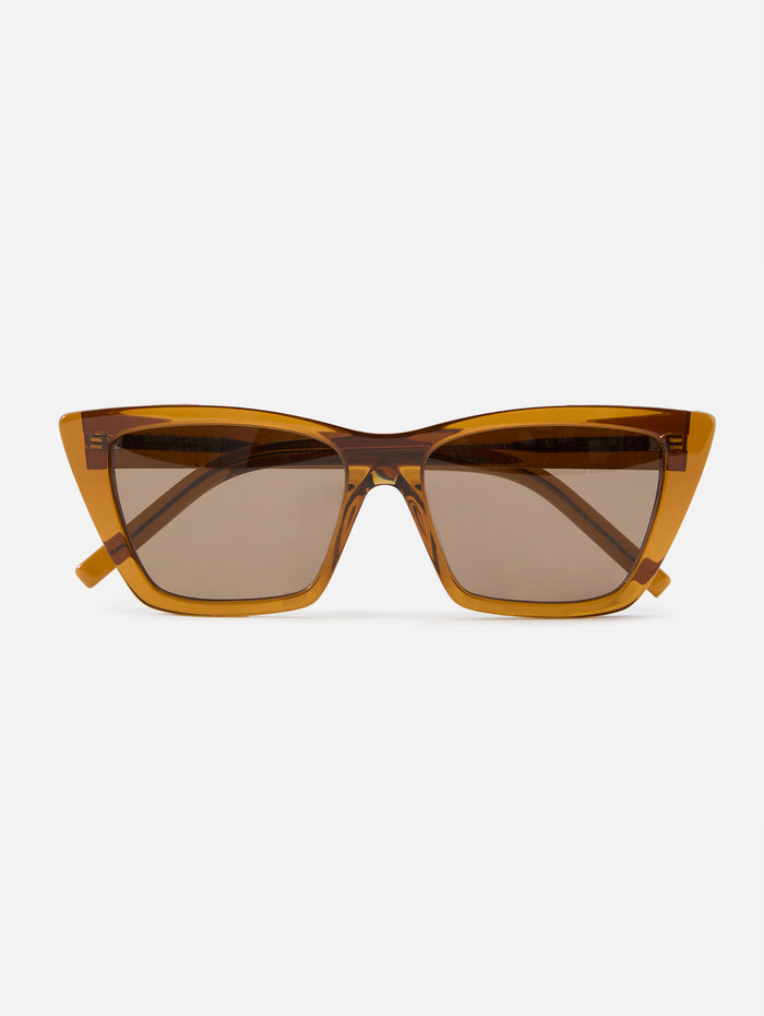 276 Mica Cat Eye Frame,KERING EYE- SAINT LAURENT,BROWN,Image 1