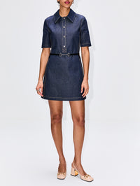 Denim Belted Dress,GUCCI,DARK BLUE,Image 2