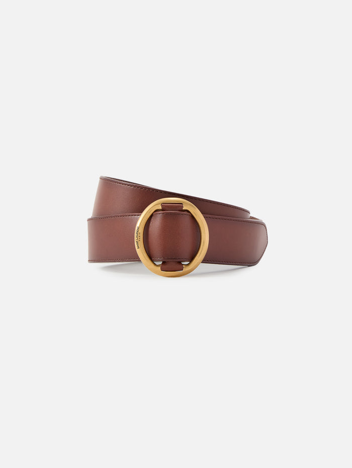 Oval Buckle Belt,SAINT LAURENT,DARK BROWN,Image 1