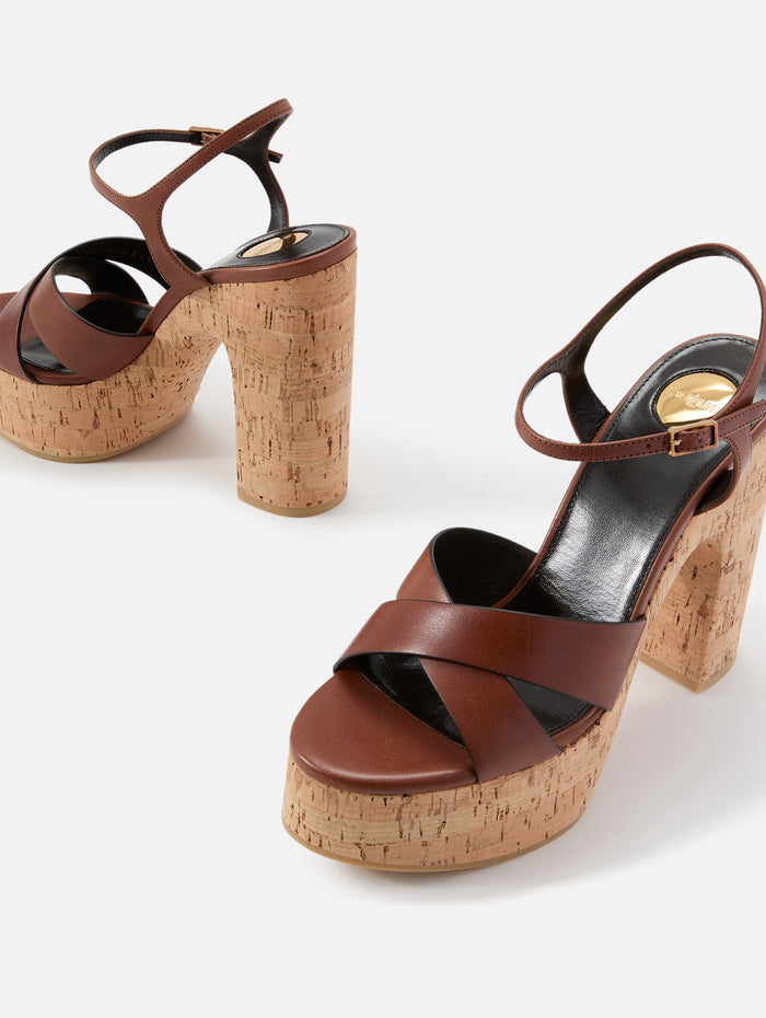Bianca Platform Sandal 85mm,SAINT LAURENT,COGNAC,Image 1
