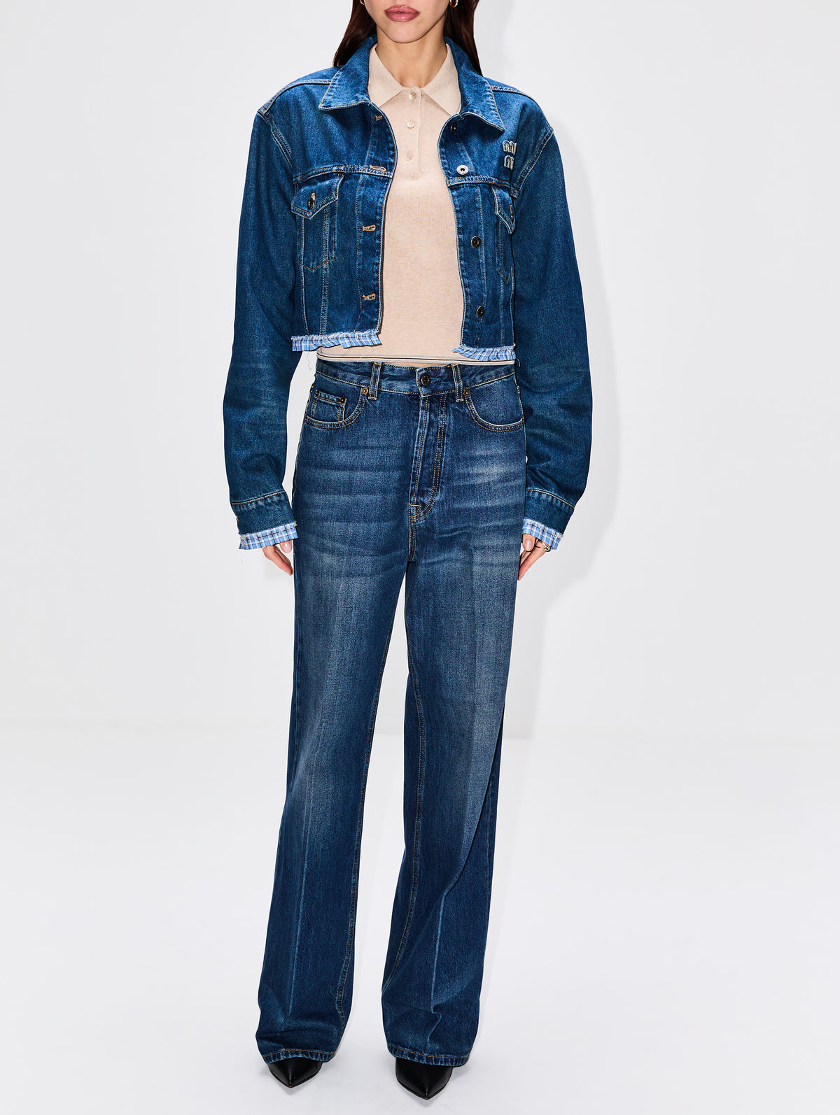Denim Jacket,MIU MIU,BLUE,Image 2