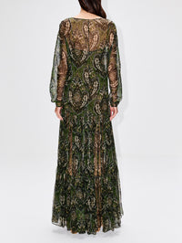 Long Dress,SAINT LAURENT,GREEN MULTI,Image 4