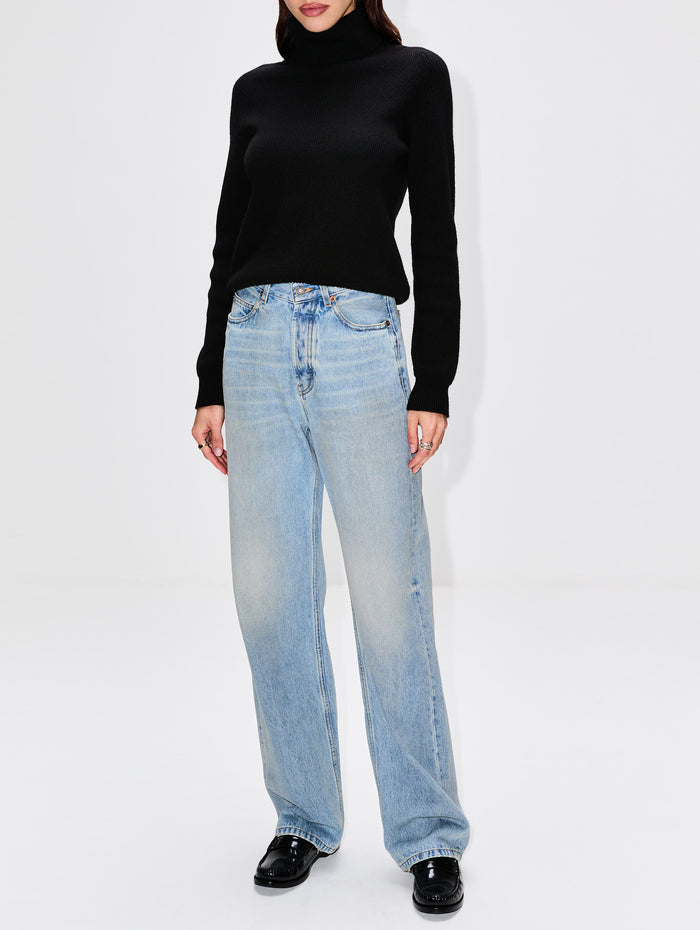 V Waist Jean,SAINT LAURENT,MICHIGAN BLUE,Image 1