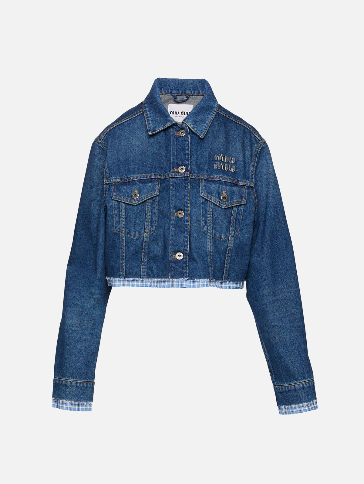 Denim Jacket,MIU MIU,BLUE,Image 1