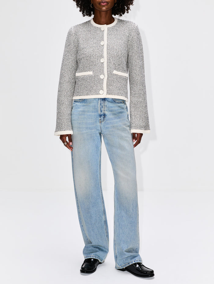 ESTHER CARDIGAN,LA LIGNE,CREAM/BLACK,Image 1