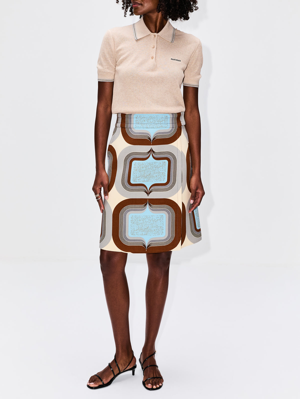 Printed Pencil Skirt,MIU MIU,AVORIO,Image 2