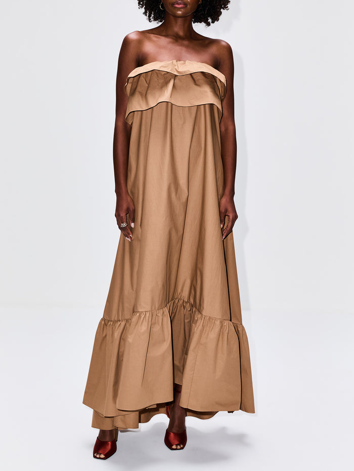 Strapless Dress,SAINT LAURENT,CINNAMON,Image 1