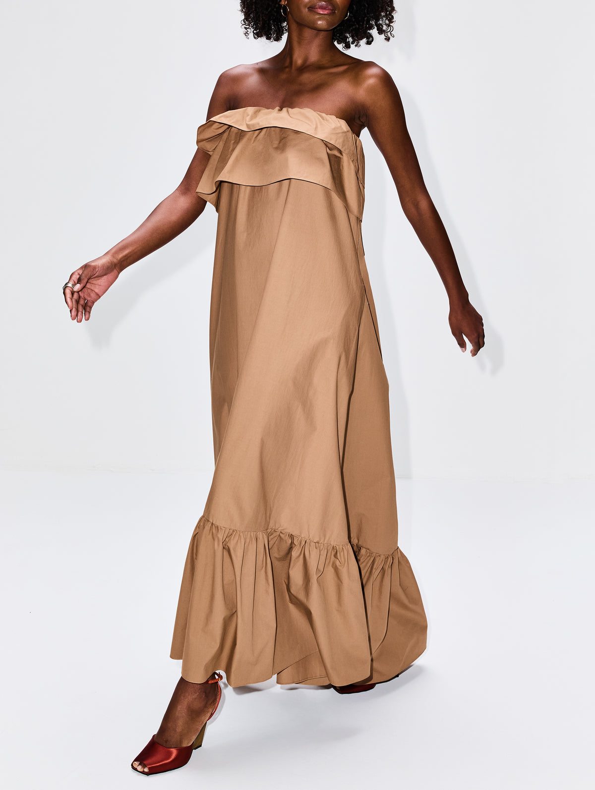 Strapless Dress,SAINT LAURENT,CINNAMON,Image 3