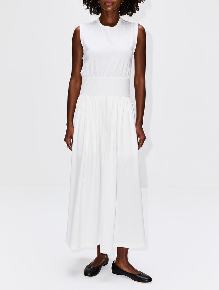 Sleeveless Cotton Tee Dress,TOTÉME,OFF WHITE,Image 1
