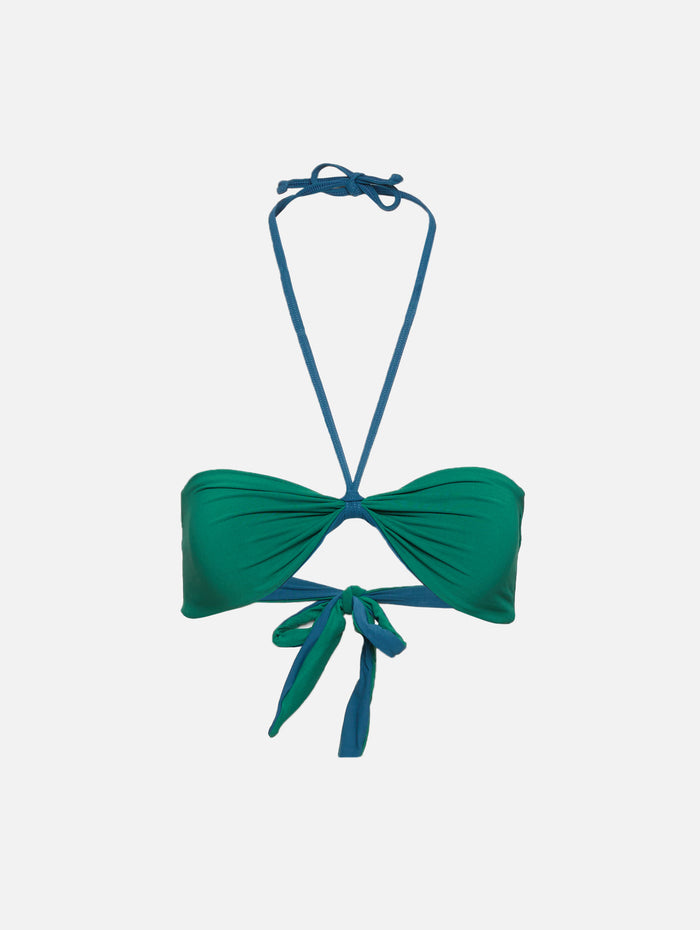 Ida Tie Back Bandeau,BOND-EYE,PETROL BLUE/FOREST BARE,Image 1