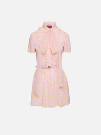 Neck Tie Mini Dress,GUCCI,PINK,Image 1