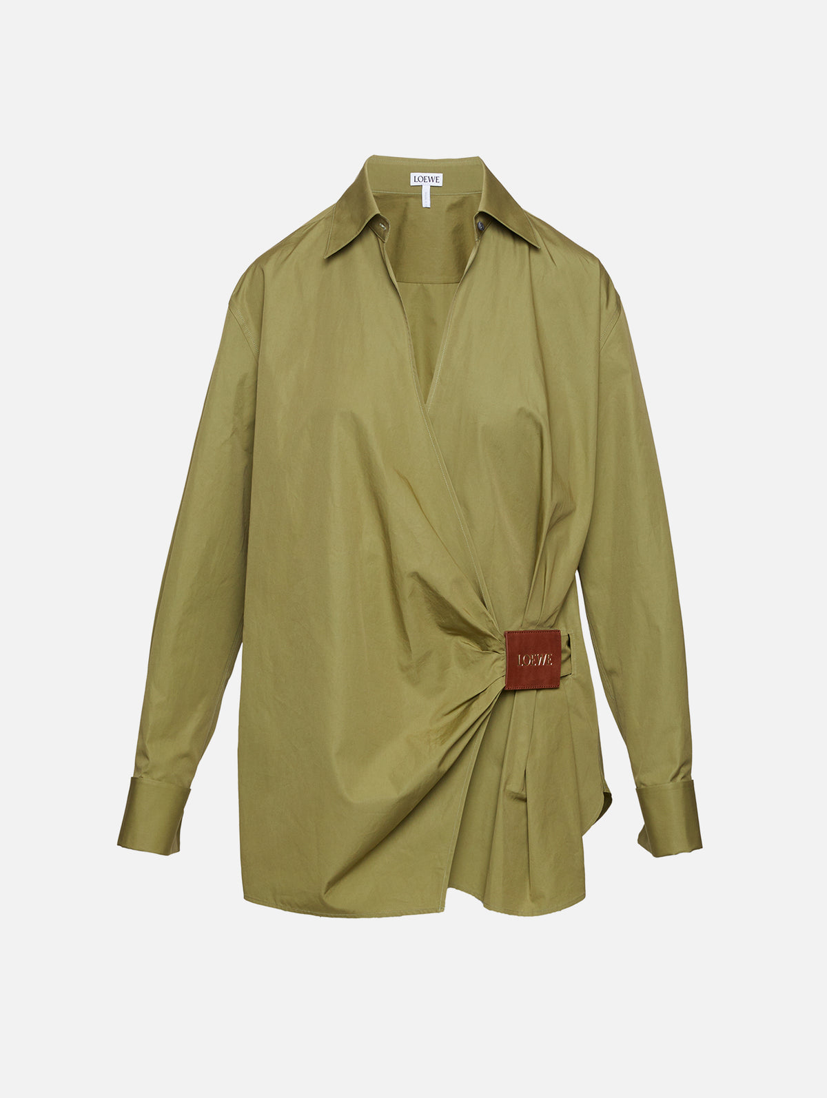 Draped Shirt,LOEWE,KHAKI GREEN,Image 1