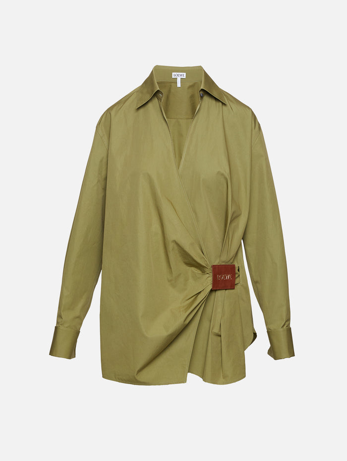 Draped Shirt,LOEWE,KHAKI GREEN,Image 1