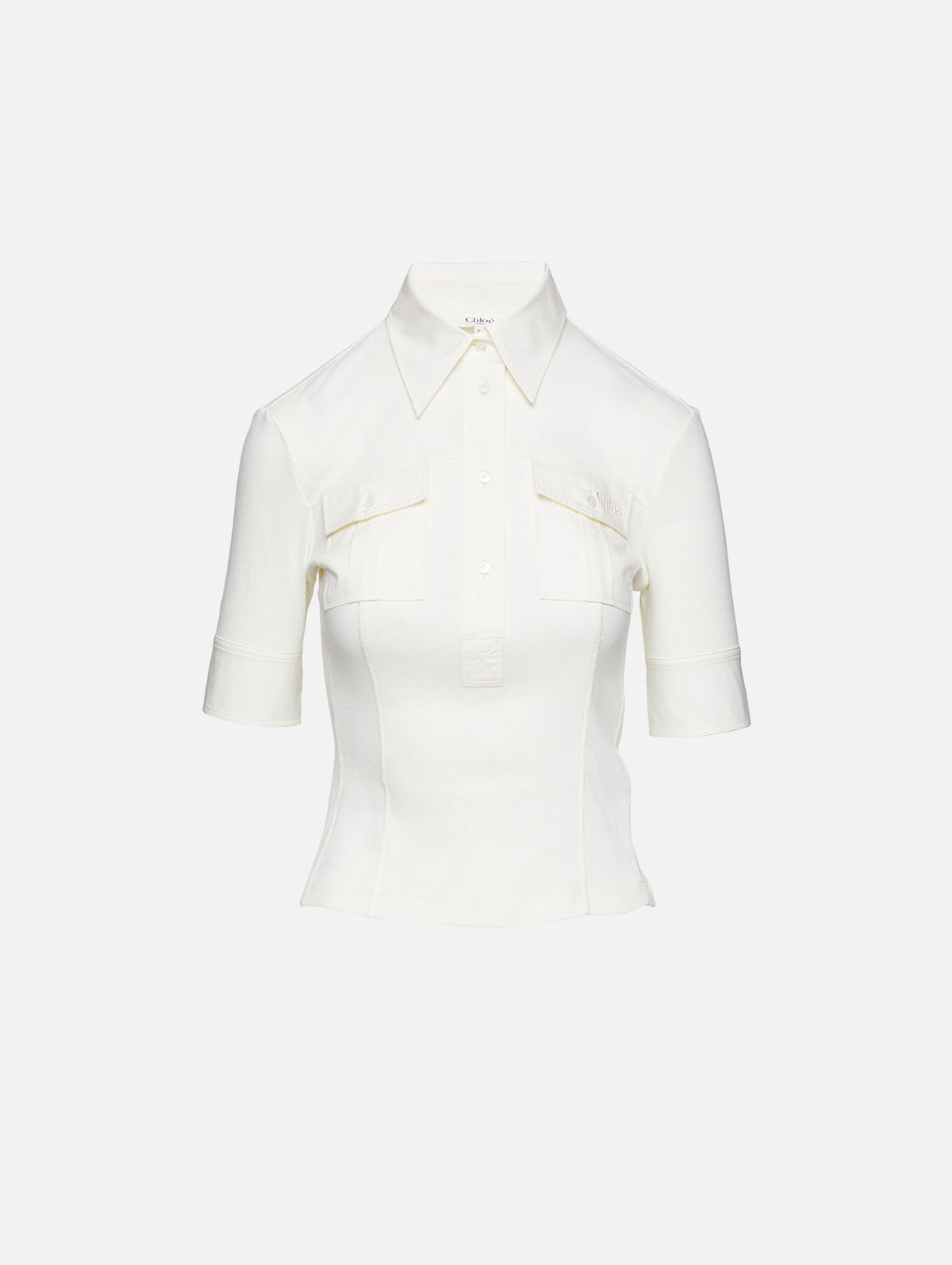 Short Sleeve Top,CHLOÉ,COCONUT MILK,Image 1