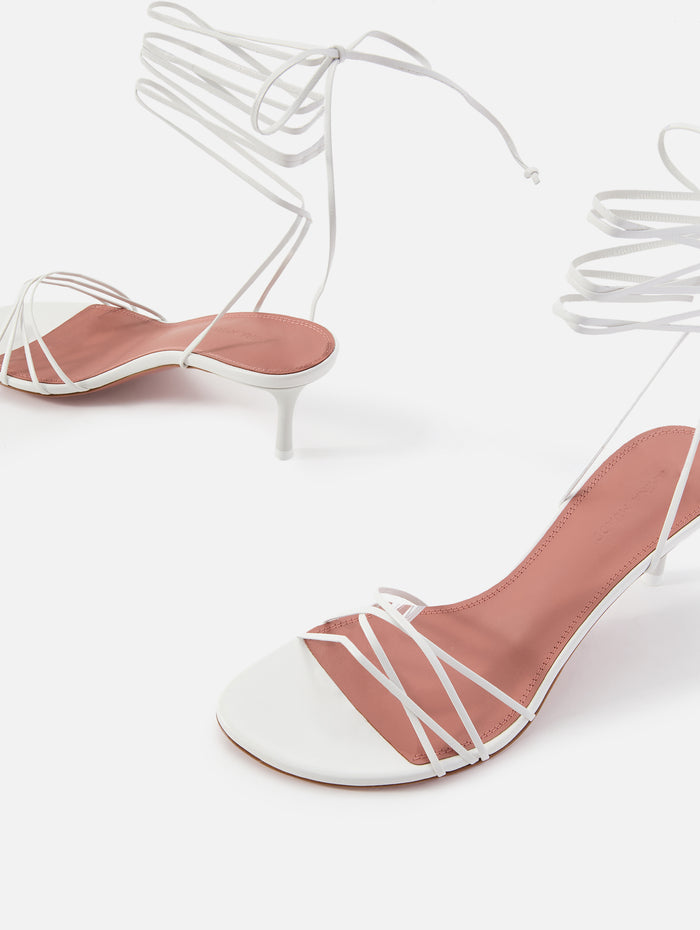 Lori Lace Up Heel 60mm,AMINA MUADDI,WHITE/MATTE WHITE,Image 1