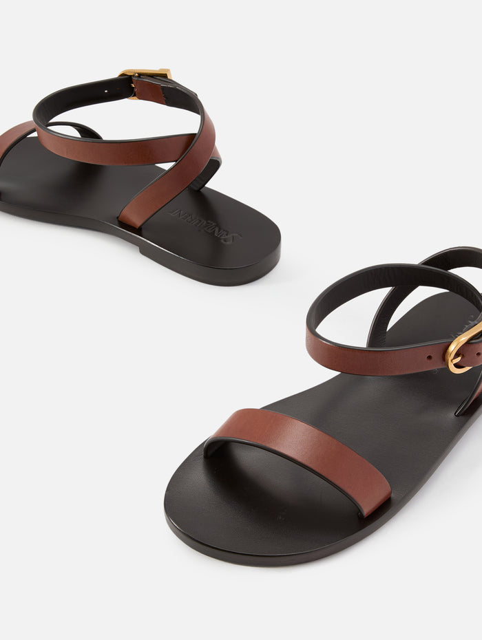 New Logo Flat Sandal,SAINT LAURENT,LIGHT BRONZE,Image 1