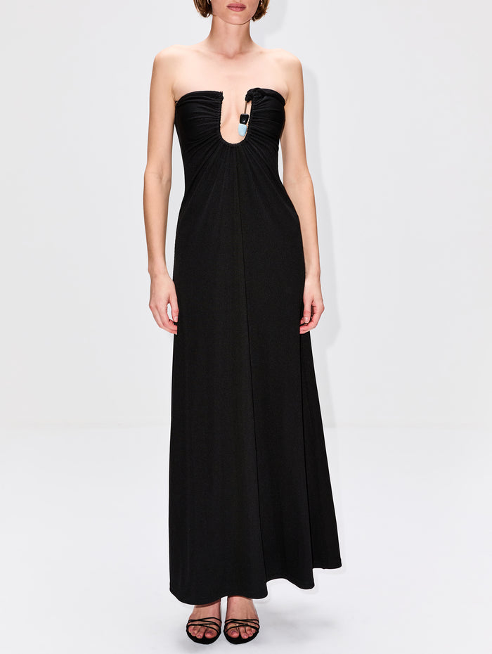 Helix Crystal Ribbed Strapless Dress,CHRISTOPHER ESBER,BLACK,Image 1
