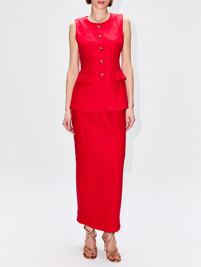 Bonnie Pencil Skirt,POSSE,RED,Image 1