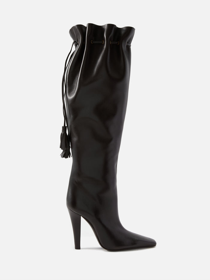 Gathered Boot 110mm,SAINT LAURENT,EAGLE BROWN,Image 1