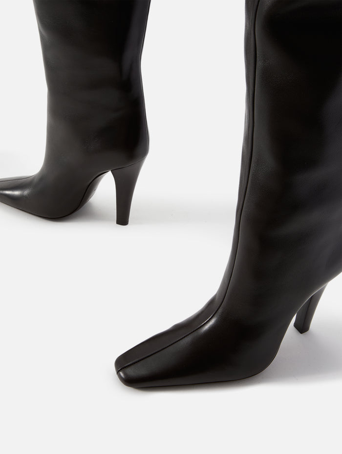 Gathered Boot 110mm,SAINT LAURENT,EAGLE BROWN,Image 1