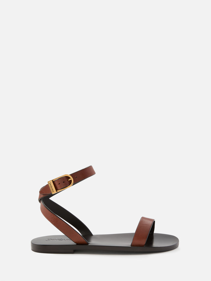 New Logo Flat Sandal,SAINT LAURENT,LIGHT BRONZE,Image 1