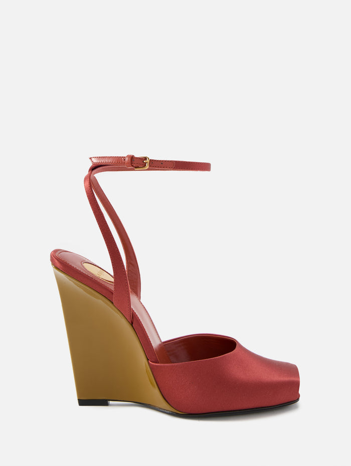 La Scandale Wedge 110mm,SAINT LAURENT,DARK RUST/OIL GREEN,Image 1