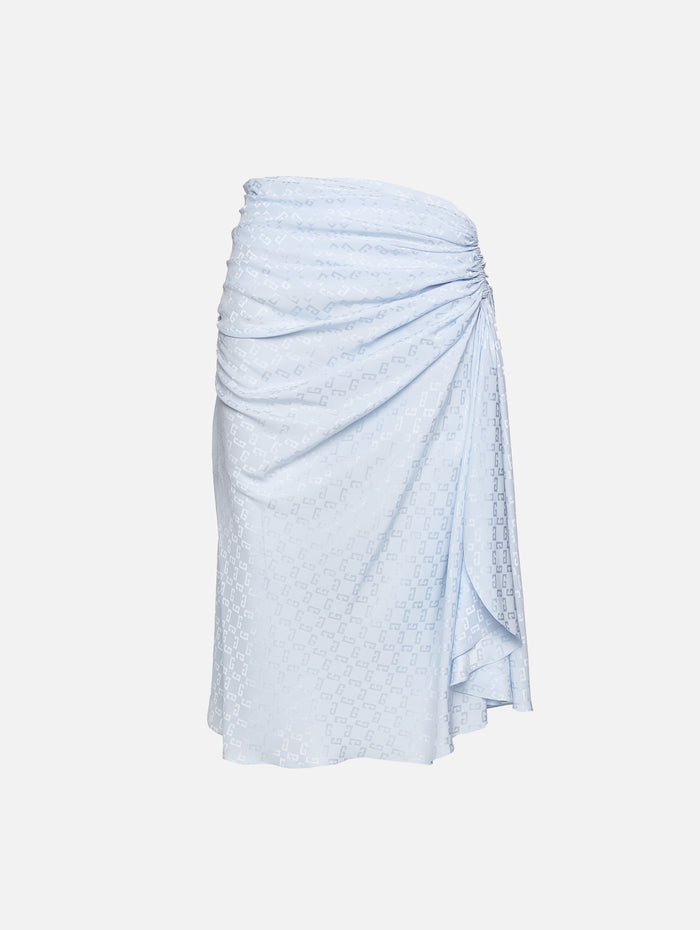 Smock Waist Drape Midi Skirt,GIVENCHY,PALE BLUE,Image 1