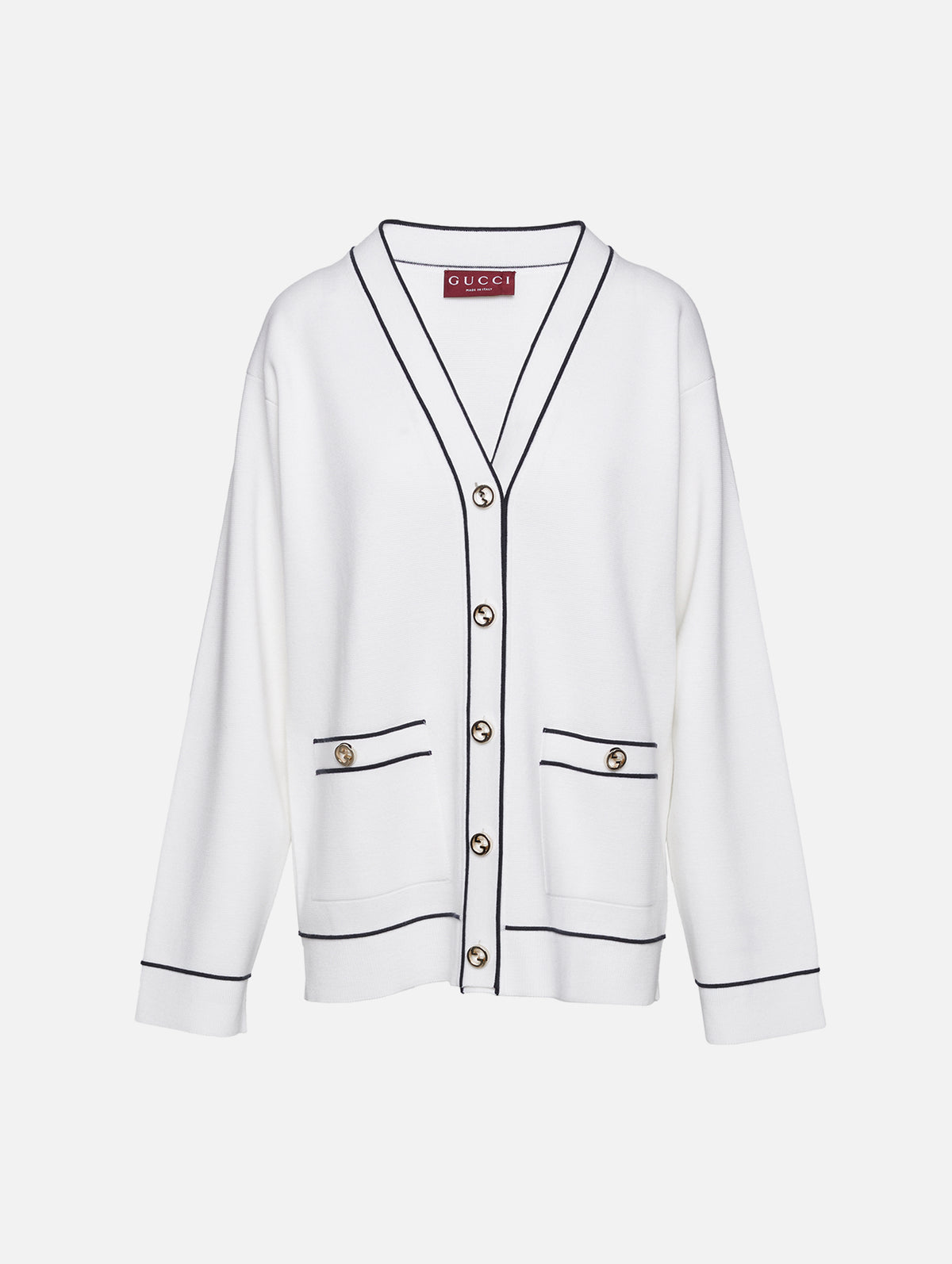 Button Up Cardigan,GUCCI,WHITE/BLUE,Image 1
