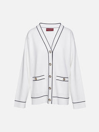 Button Up Cardigan,GUCCI,WHITE/BLUE,Image 1