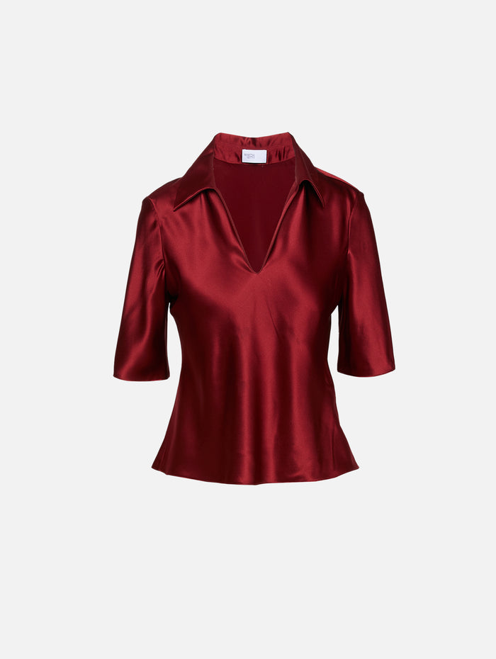 Bias Polo Top,ROSETTA GETTY,BERRY,Image 1