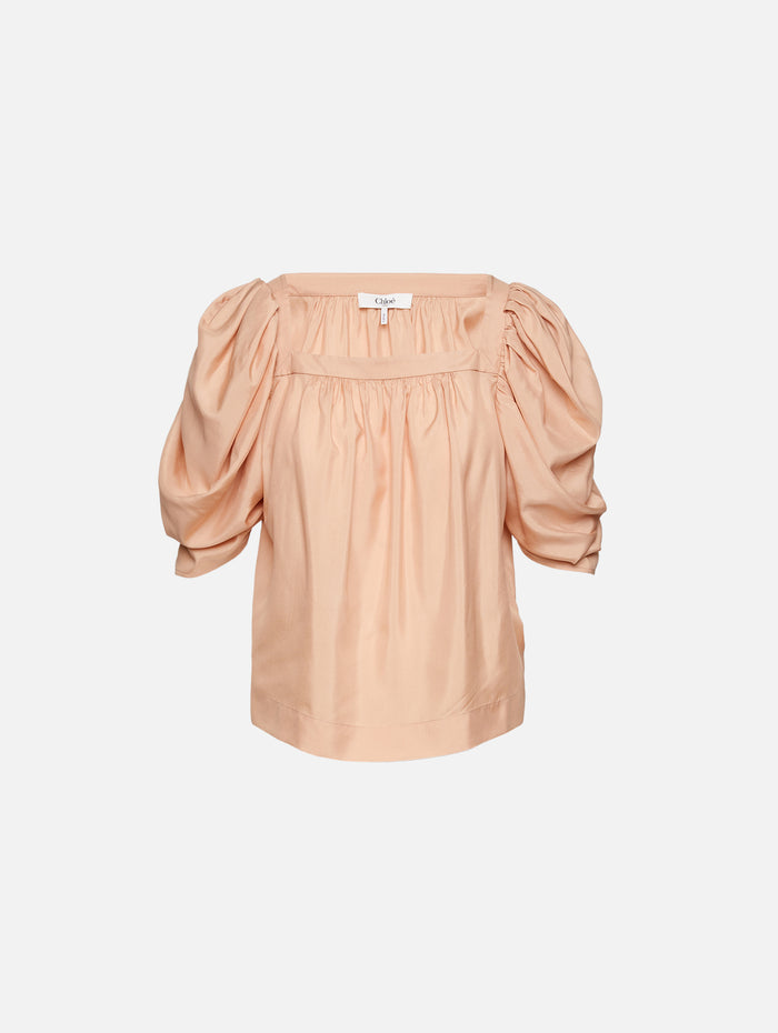 Puff Sleeve Blouse,CHLOÉ,BISCUIT PINK,Image 1