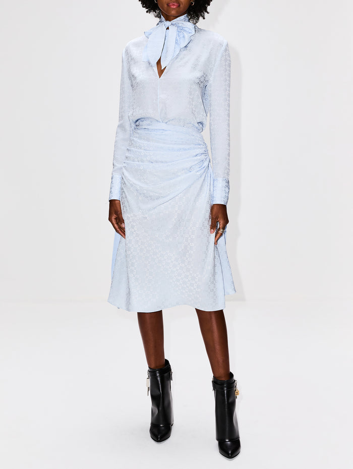 Smock Waist Drape Midi Skirt,GIVENCHY,PALE BLUE,Image 1
