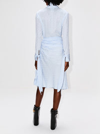 Satin Neck Tie Monogram Blouse,GIVENCHY,PALE BLUE,Image 3
